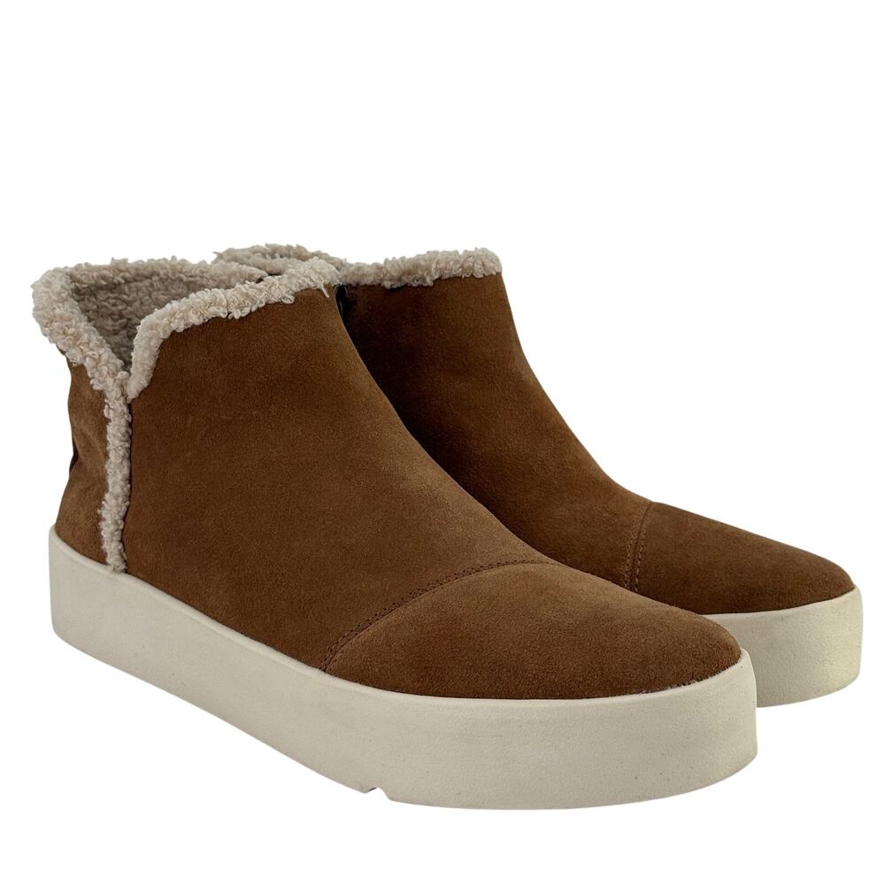 Toms Verona Mid Boot Womens Sz 9.5 Suede Sherpa Lined Ankle
